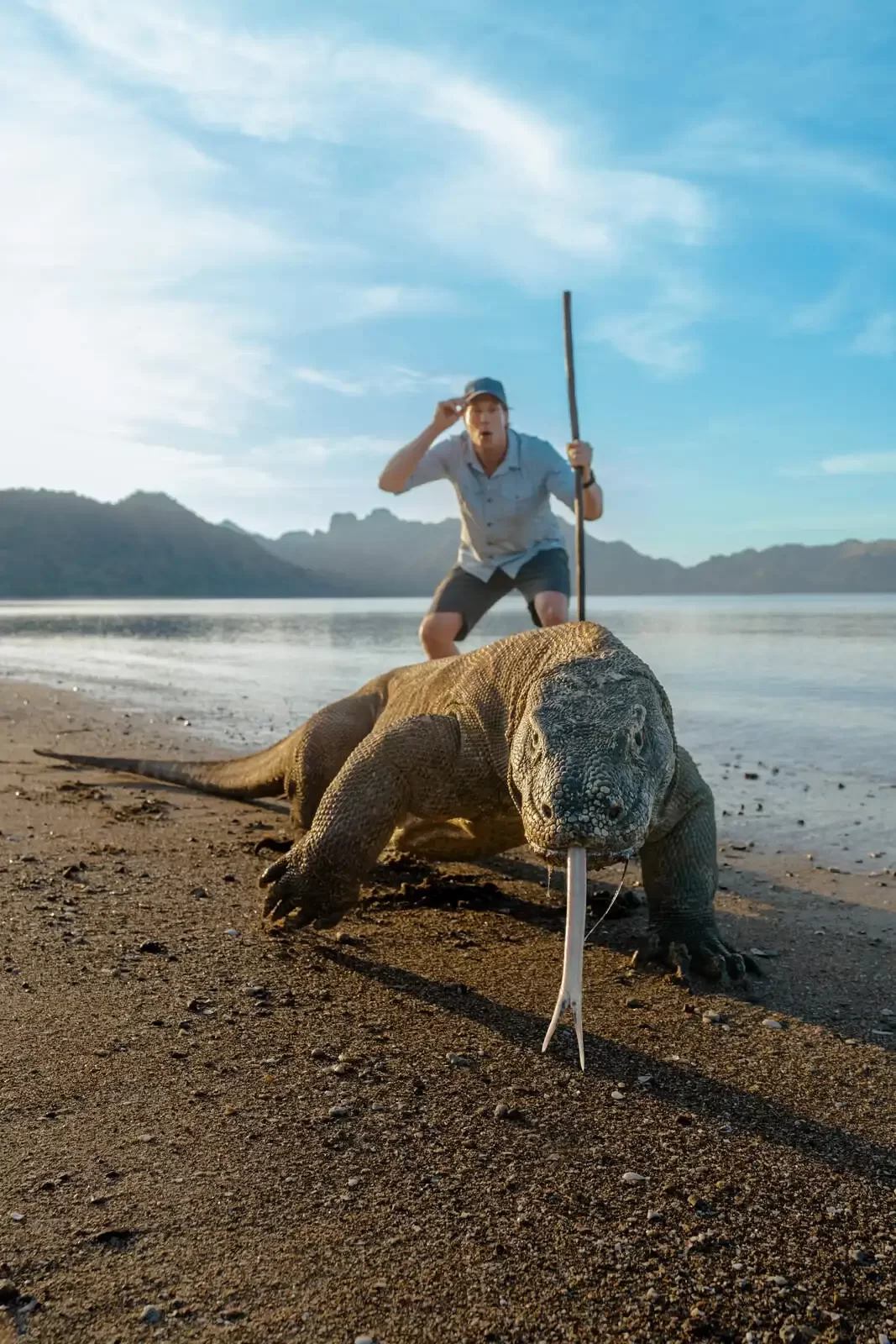 Freek met komodovaraan